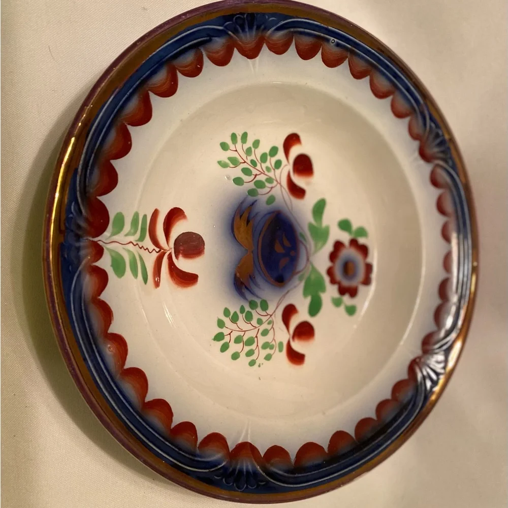 Gorgeous Gaudy Dutch Antique Flow Blue Ironstone Seeing Eye 9.25” Bowl c. 1850